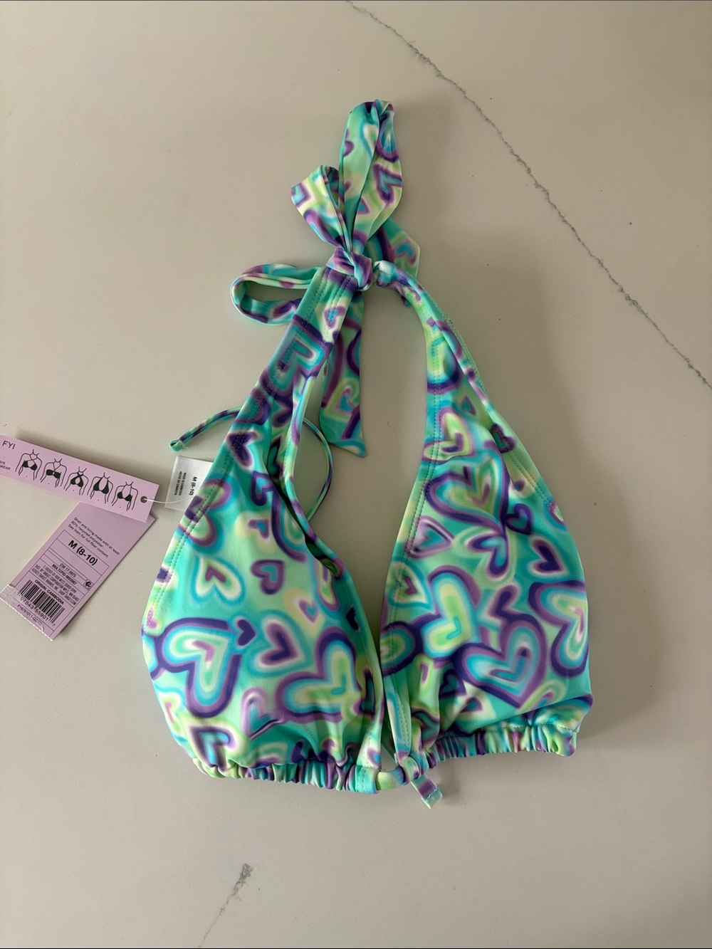 wild fable Turquoise Purple Mint Heart-Print Halter Bikini Top